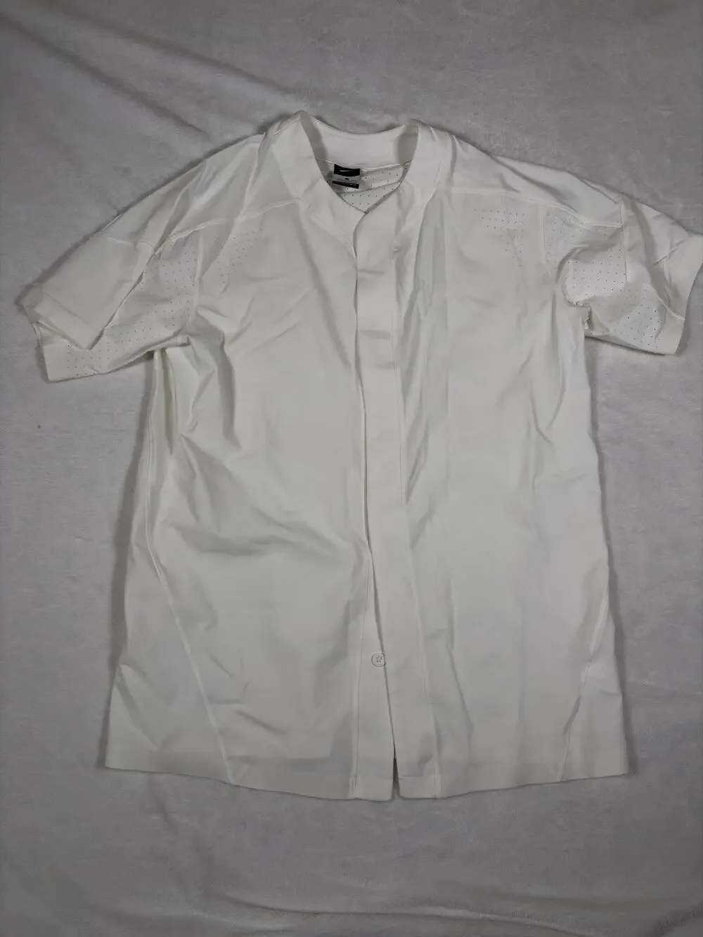 Nike Baseball Jersey Mens Large White Dri Fit Button Front Short Sleeve